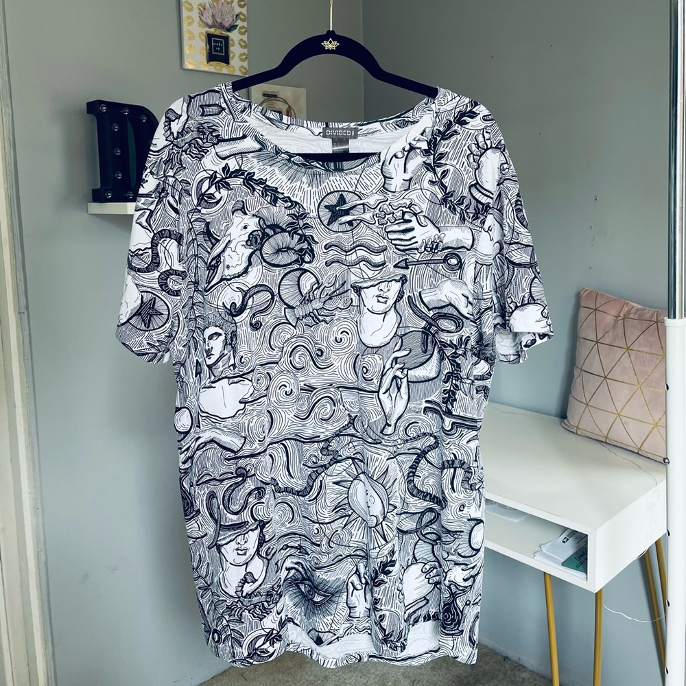 H&M cool graphic casual men t shirt size L